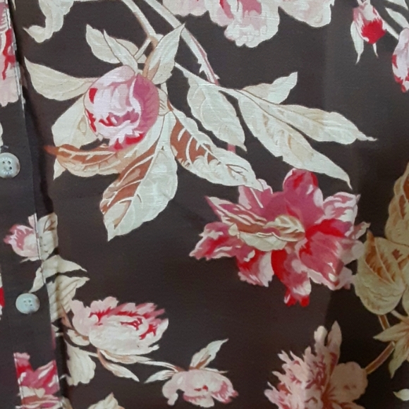 CHAPS, Linen Blend, Button Front Floral Pattern Midi Skirt Size 14 - Picture 7 of 10